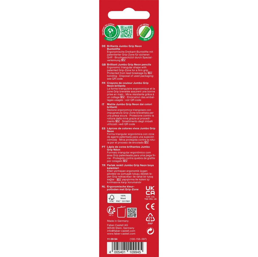 barevná tužka jumbo grip neon