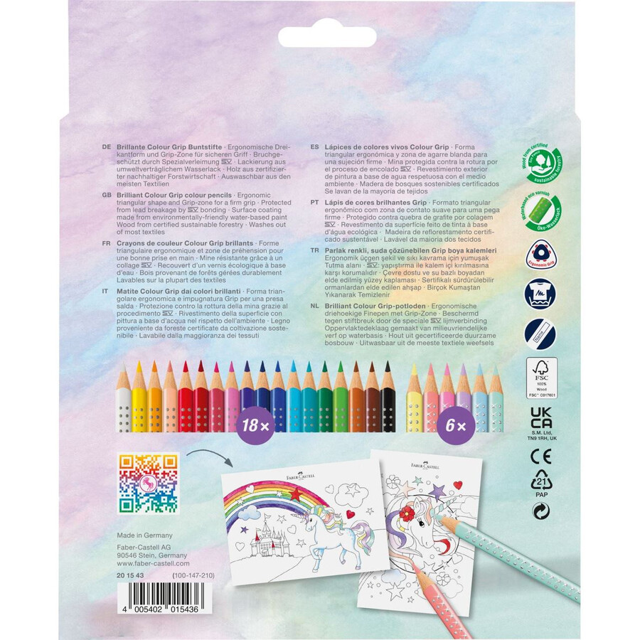 barevné tužky color grip jednorožec